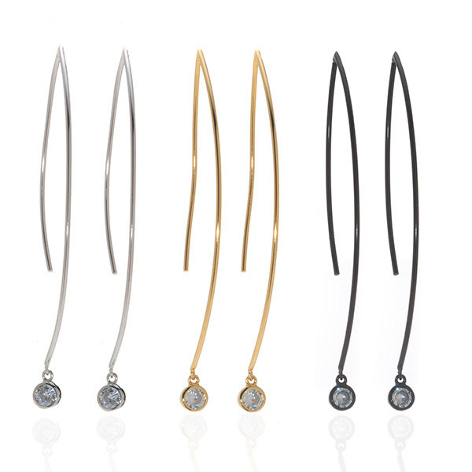 Hook Earring // Threader Earrings // String Earrings // Gold Etsy.de