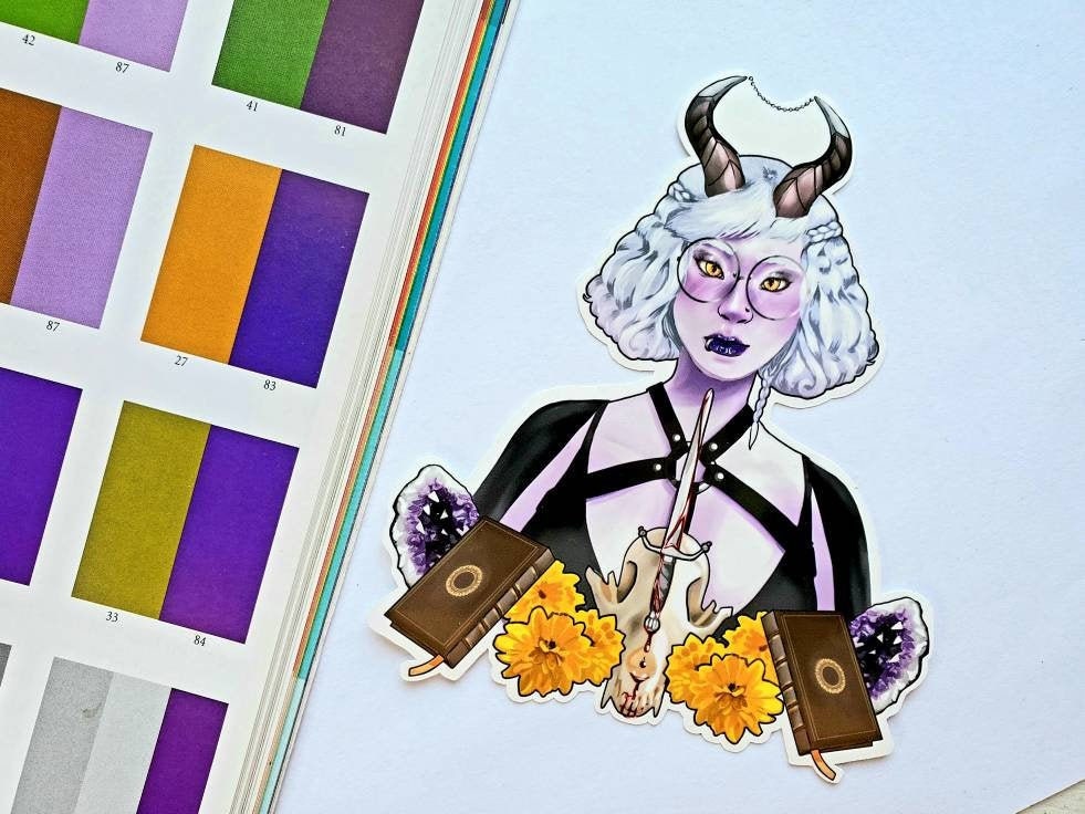 Purple Warlock Tiefling Sticker Dungeons And Dragons Etsy