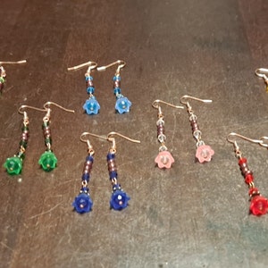 Dainty Bell Flower Dangle Earrings (Various Color Options)