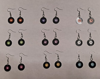 Mini Vinyl Record Earrings (Various Colors)