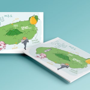 carte postale illustrée de Corée "Jeju"
