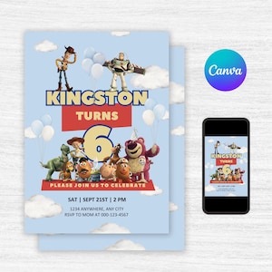 Editable Toy Story Birthday Invitation - Digital Download, Easy to Edit in Canva, Instant Download