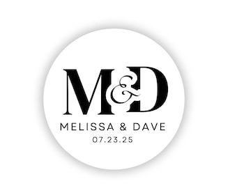 Wedding Labels with initials, names & date, Wedding Favor Stickers, Wedding Stickers, Custom Labels,Wedding Decals,Personalized