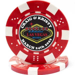 25 Magnetic Custom Diced Wedding Poker Chip Favors,Married In Las Vegas,Vegas Wedding,Magnetic Favor,Wedding Favors,Poker Chip Favor