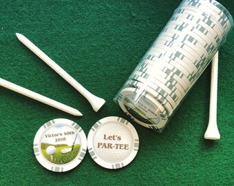 50 White Custom Golf Ball Markers With Carrying Tube, Golf Ball Markers, Golf Markers, Poker Chip, Poker Chip Golf Ball Marker