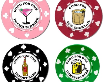 50 Custom Drink Chips, Drink Token, Free Drink, Drink Chips, Poker