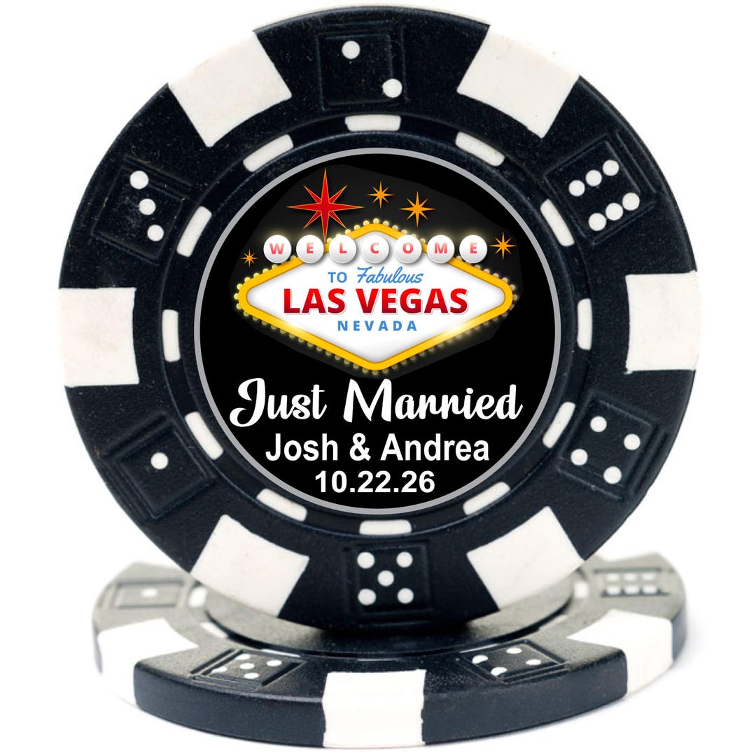 Custom Magnetic Poker Chip Wedding Favors | Just Married in Vegas ...