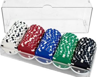 Acrylic Chip Tray with Lid for 100 chips, Poker Chip tray, Poker chip storage tray, Acrylic poker chip carrier, Organize & Store poker chips