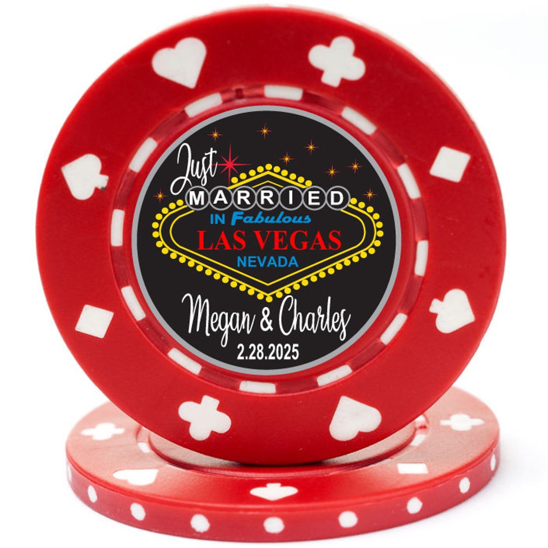 Magnetic Custom Suited Wedding Poker Chip Favors, Just Married in Las ...