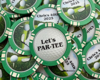Custom Golf Ball Markers Set of 25 with Tube, Personalized Poker Chip Golf Markers, Bachelor Party, Groomsmen Gift, Golf Tournament Favor