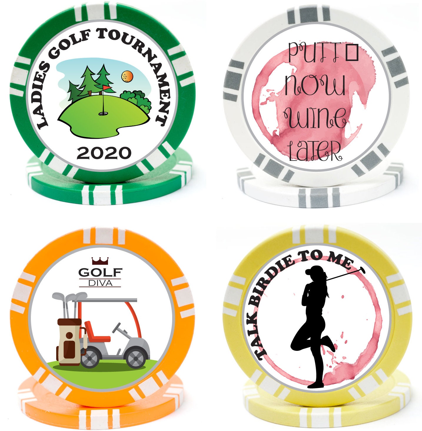 50 Ladies Golf Ball Markers Includes 2 Carrying Cases Ladies Etsy