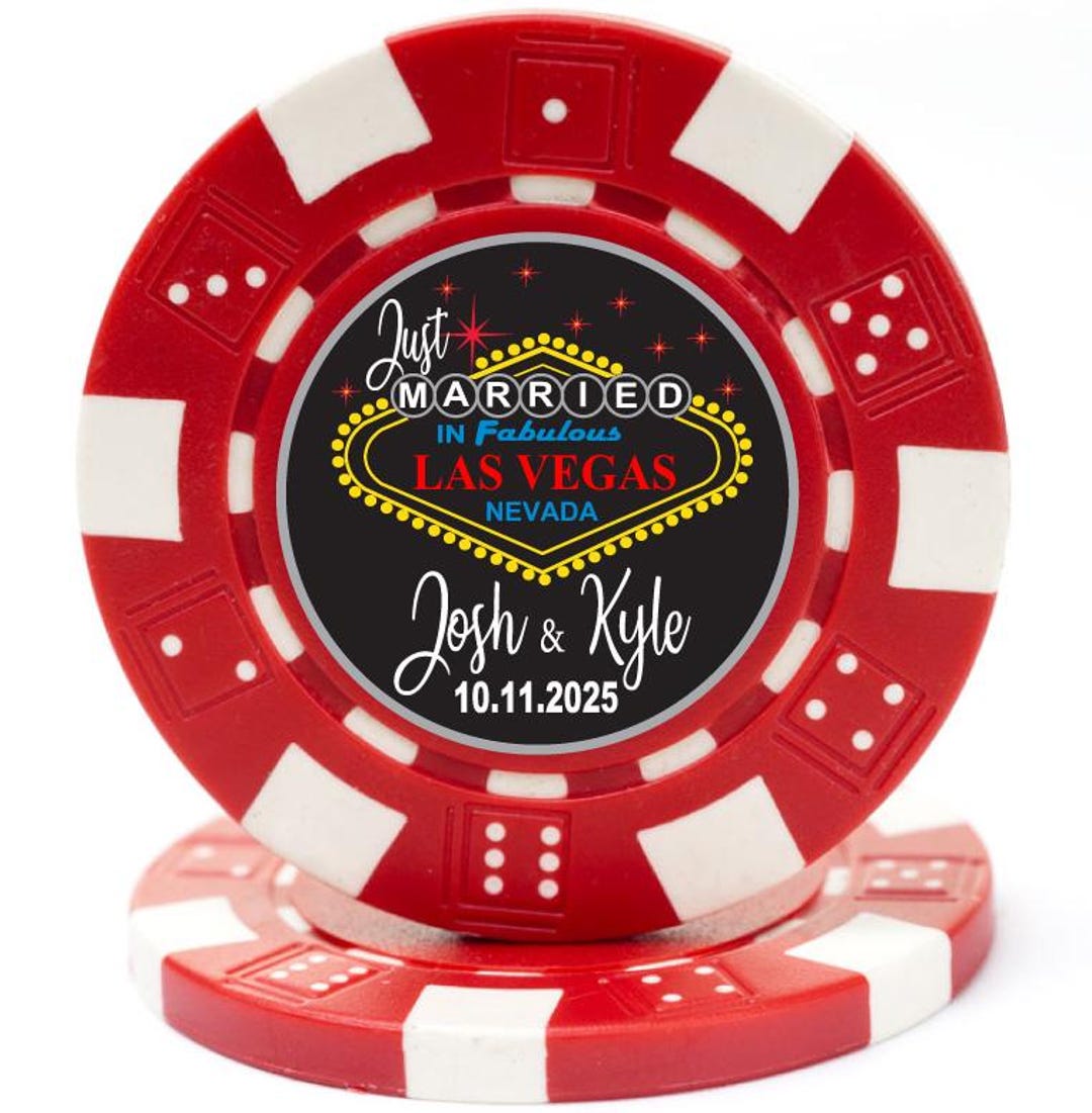Magnetic Custom Diced Wedding Poker Chip Favors, Just Married in Las ...