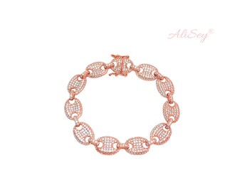 Fancy CZ Link Bracelet. Style #ASB09RGP