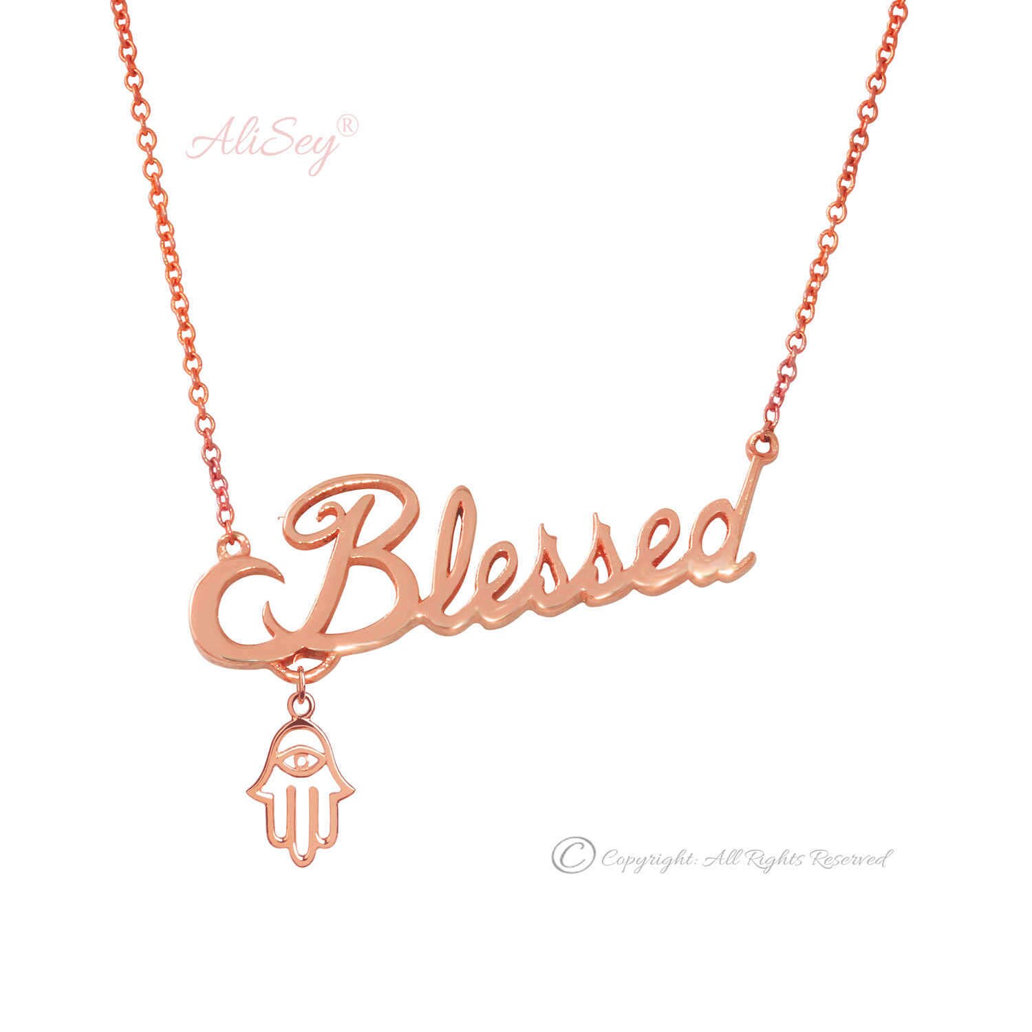 Blessed Pendant with Hamsa Charm, Unique Design from AliSey "Blessed" Collection. Style # ASP08RG