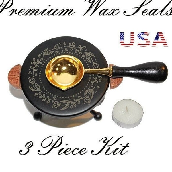 Wax Melting Pot USA - Wax Melting Furnace USA - Wax Melting Stove Warmer and Melting Spoon Set with Bonus Tealight. Free Shipping.