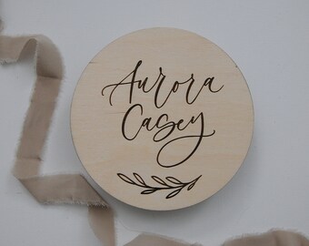 engraved wooden name circle | nursery decor, birth announcement
