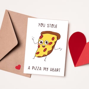 tarjeta del día de San Valentín marido, esposa, Robaste una pizza mi corazón, Tarjeta e impresiones, Aniversario,