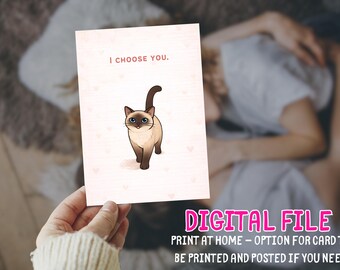 Cute Cat Valentine’s Day Card Printable| I choose you | Funny Cat Love Card | Digital Valentine | Cat Lover Card | Instant Download