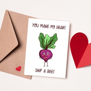 tarjeta del día de San Valentín marido, esposa, Haces que mi corazón salte una remolacha, Tarjeta e impresiones, Aniversario,