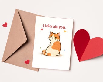 I Tolerate You Cat Valentine's Day Card - Funny Pet Love Greeting for Animal Lovers