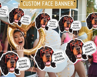 Pet Wedding Banner – Personalised Dog or Cat Face Garland – Custom Photo Wedding Decoration – Funny Pet Wedding or Engagement Party Banner