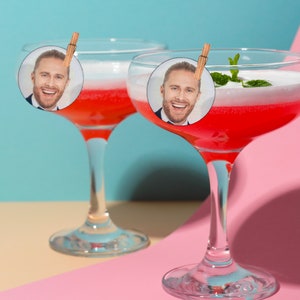 Personalised Edible Photo Cocktail Toppers: Custom Wafer Sheet Party Decorations for Drinks