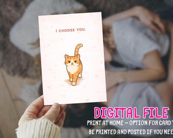 Cute Cat Valentine’s Day Card Printable| I choose you | Funny Cat Love Card | Digital Valentine | Cat Lover Card | Instant Download
