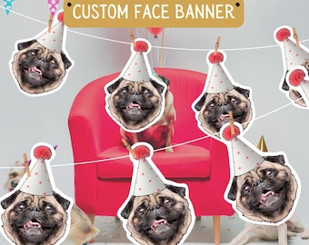 Personalised Pet Photo Garland: Custom Dog or Cat Face Banner for Birthdays, Parties & Home Decor