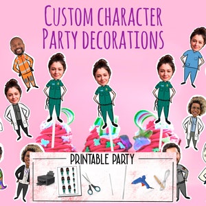 Topo de bolo personalizado para impressão, presente de paramédico, desenho de foto, banner de feliz aniversário, topper de cupcake, presente personalizado, funcionário chave