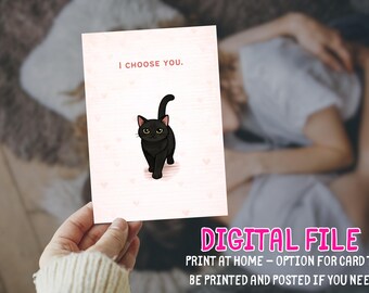 Cute Cat Valentine’s Day Card Printable| I choose you | Funny Cat Love Card | Digital Valentine | Cat Lover Card | Instant Download