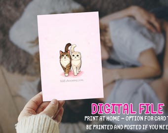 Cute Cat Valentine's Day Card Printable Still choosing you Funny Love Digital Instant Download