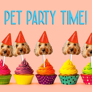 Adornos para cupcakes con caras de mascotas personalizadas: divertidas decoraciones con cabezas de animales para fiestas de cumpleaños y eventos