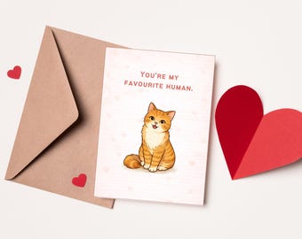 You're My Favourite Human Cat Valentine's Day Card | Cute Love Note for Pet Lovers