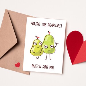 Romantische 'Pear-fest Match' Valentinstag Karte & Drucke für Ehepartner, Partner - Geschenk zum Jahrestag