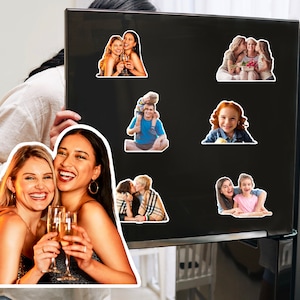 Imanes de nevera personalizados, recorte de foto, regalo de mejor amigo, regalo de Navidad, regalo personalizado, retrato, retrato familiar, foto de alta calidad