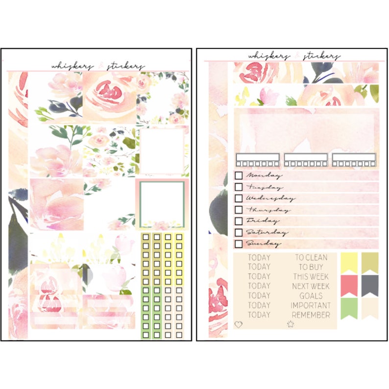weekly sticker kit functional stickers spring stickers day headers MINI HAPPY PLANNER Floral planner stickers washi strips Estelle