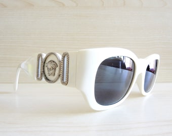 Gafas de sol vintage VERSACE 413/B blancas - Hechas en Italia, nuevas sin usar