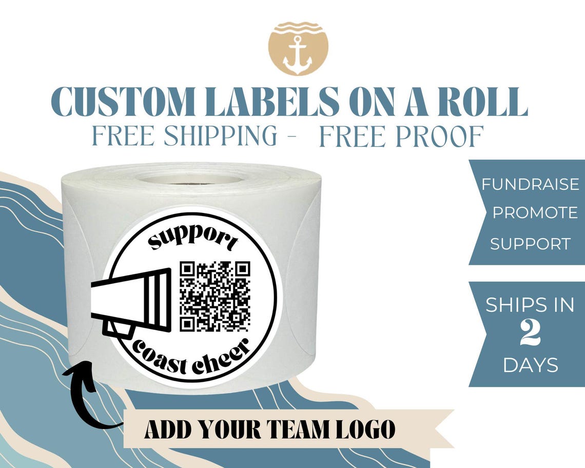 Custom QR Code Cheerleading Labels: 2 Inch Labels, Roll of Labels, QR ...