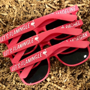 Personalized Flamingo Bachelorette Sunglasses: Last Flamingle, Team Bride Sunglasses, Let&#39;s Flamingle