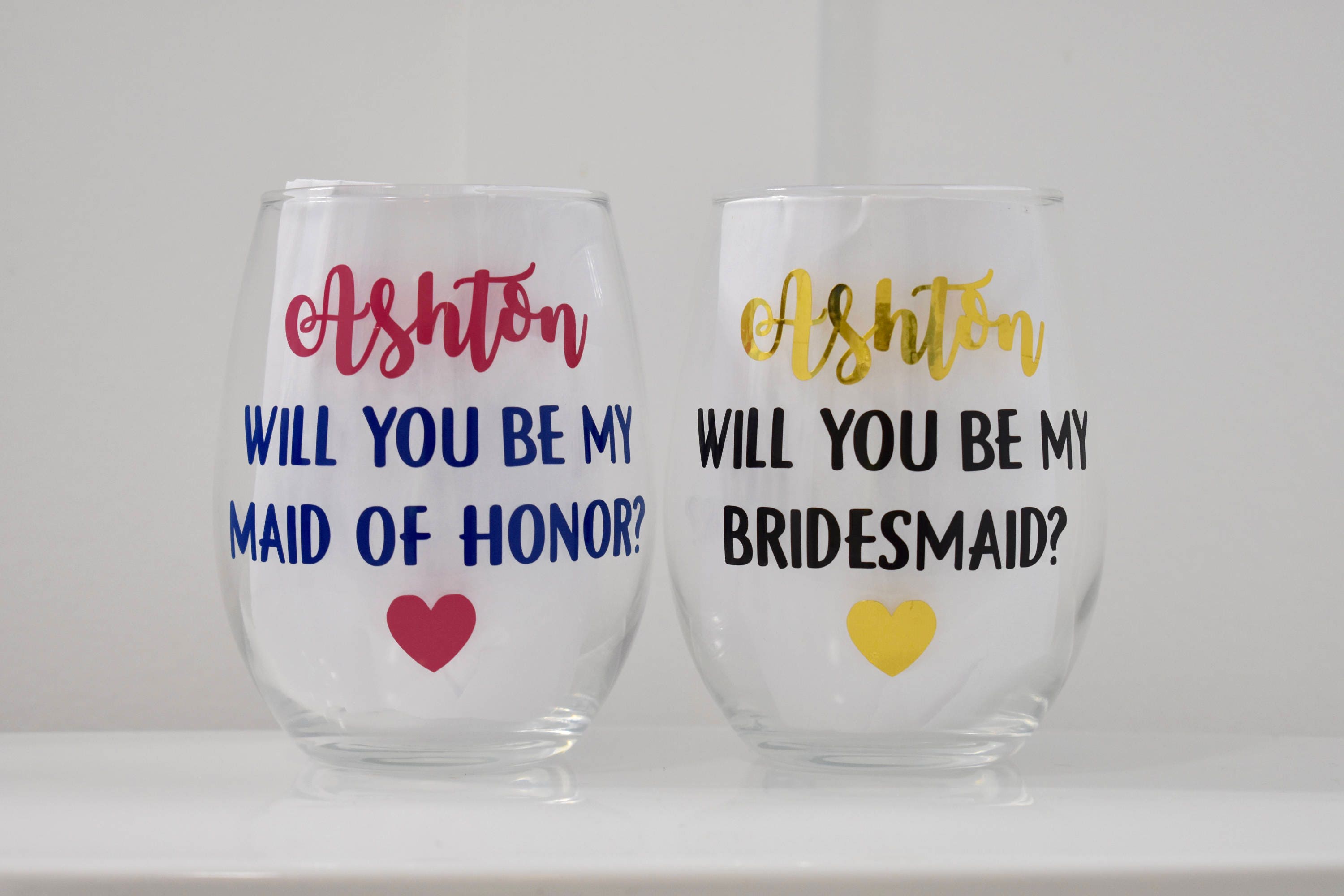 Personalized Bridesmaid Wine Glass Bridesmaid Proposal Etsy