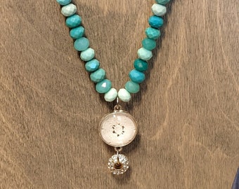 Turquoise and Lace Beaded Necklace