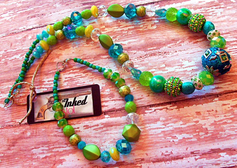 Marbled Beaded Layered Necklace - Green main image 0