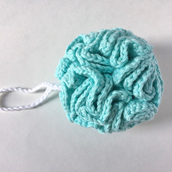 Reusable, Zero Waste, 100% Cotton Bath Pouf, Plastic Free & Machine Washable,   for the Shower  - Aqua Blue