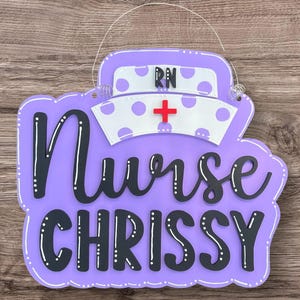 Plaque de bienvenue d'infirmière scolaire, accroche-porte d'infirmière d'école, retour à l'école, plaque d'infirmière personnalisée pour porte, cadeau pour infirmière, accroche-porte d'infirmière autorisée, chapeau d'infirmière image 4