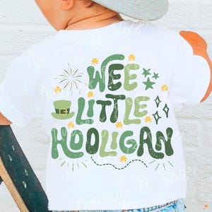 Wee Little Hooligan PNG, Sublimation Download, Funny, Holiday, Lucky Boy, St Patricks Day SVG, Retro, Kids, Toddler, March, Green, Digital