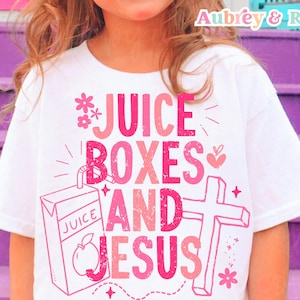 Christian PNG SVG Sublimation Juice Boxes and Jesus Cut File Little Girl png Retro Kid Toddler Colorful Trendy Biblical Graphic Design DTF