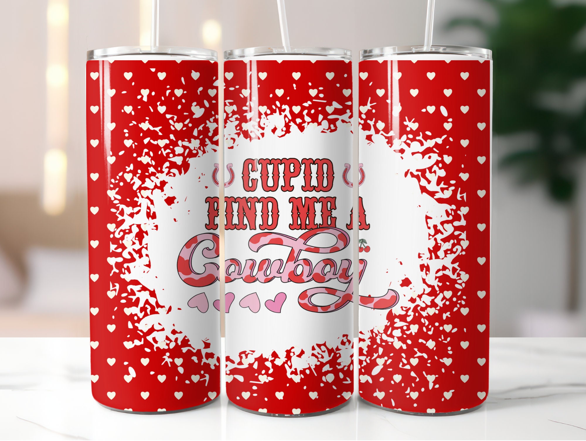 Western Valentines Tumbler, Funny Cupid Find Me A Cowboy Tumblers