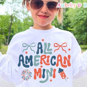Tous les américains Mini numérique PNG sublimation SVG Cricut coupe fichier Coquette correspondant frère et sœur rétro fête de l'indépendance 4 juillet petite fille enfants