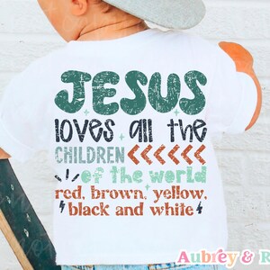 Jesus Loves all the Children Digital PNG SVG Sublimation Christian Kid Little Boy Retro Kids Biblical Toddler Trendy Popular Graphic Design