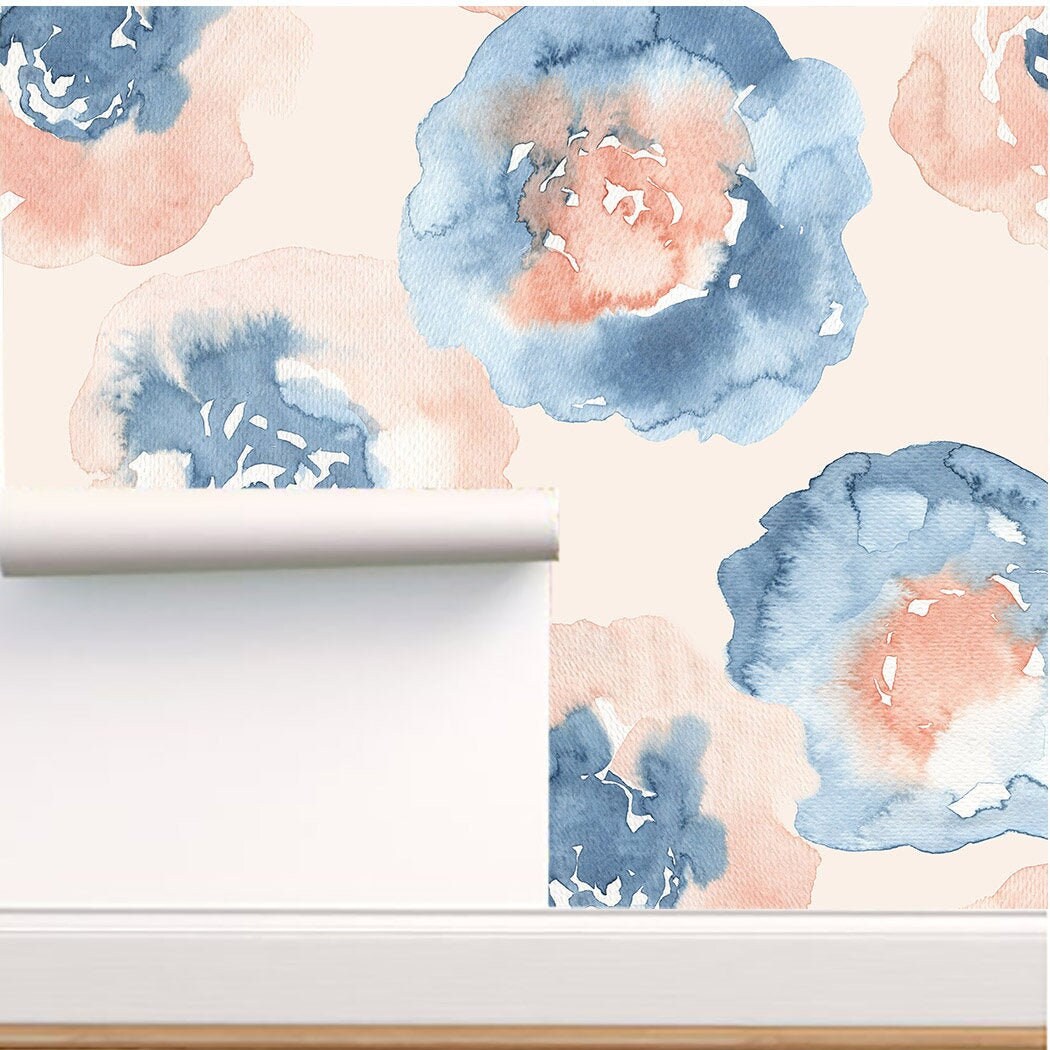 Pink and Blue Temporary Wallpaper Removable Peel & stick Etsy